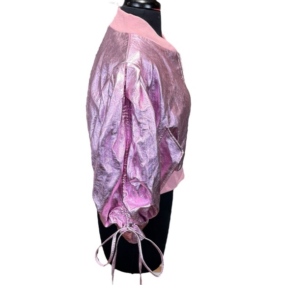 Akira Pink Metallic Bubble Sleeve Cropped Jacket Size XL – Runs Small - Picture 5 of 11